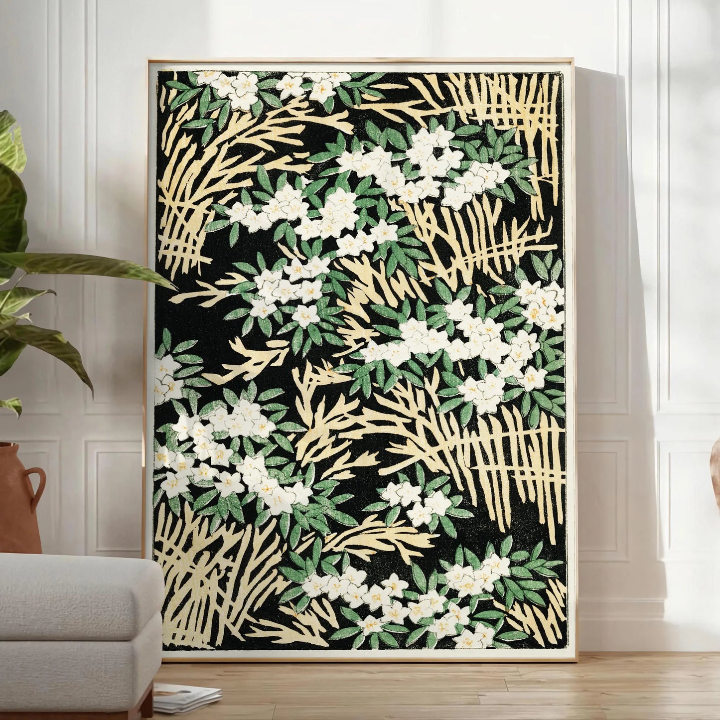 allure vintage Japanese art captivating black brown poster touch elegance room artwork unique gift unframed versions style lovers cultural wall prints