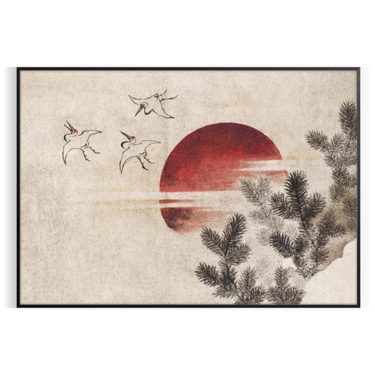 touch timeless elegance space vintage Japanese poster rich brown green hues captivating wall art perfect unique gift stylish print home various sizes A4 cm A0