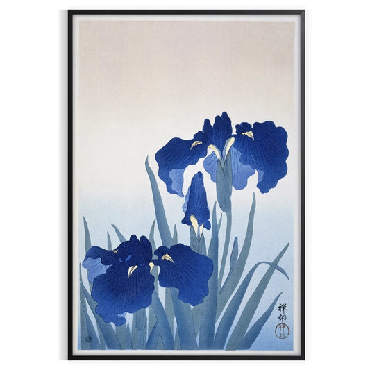 space stunning vintage Japanese art poster serene blue gray hues perfect wall room unique gift artwork timeless beauty decor sizes A4 cm A0