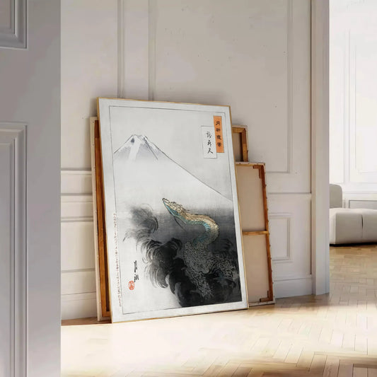 stunning vintage Japanese art poster elegant green white hues exquisite wall print timeless beauty Japan perfect gift lovers standalone decor needs